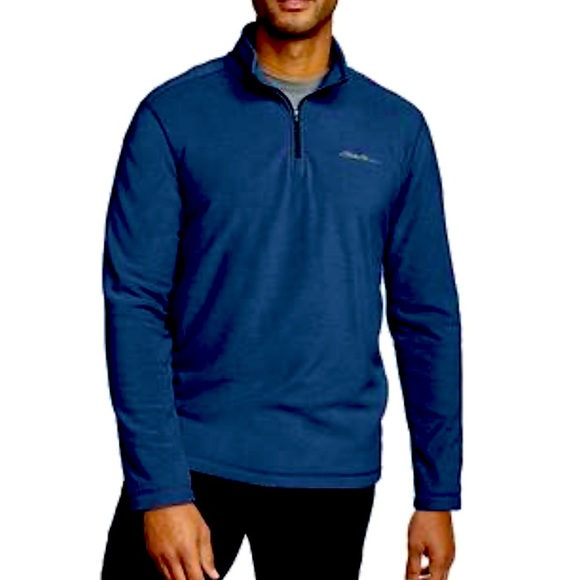 EDDIE BAUER  Blue Fleece Quarter Zip Pullover Top - Picture 1 of 7